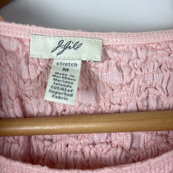 J Jill Womens TShirt Small Pink Peach Solid Scoop Neck Stretch Ruched Cotton - Picture 2 of 7